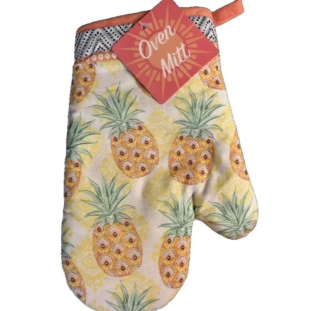 Welcome Pineapple Kitchen Dish Towel Oven Mitt Potholder Set of 4 Summer Beach